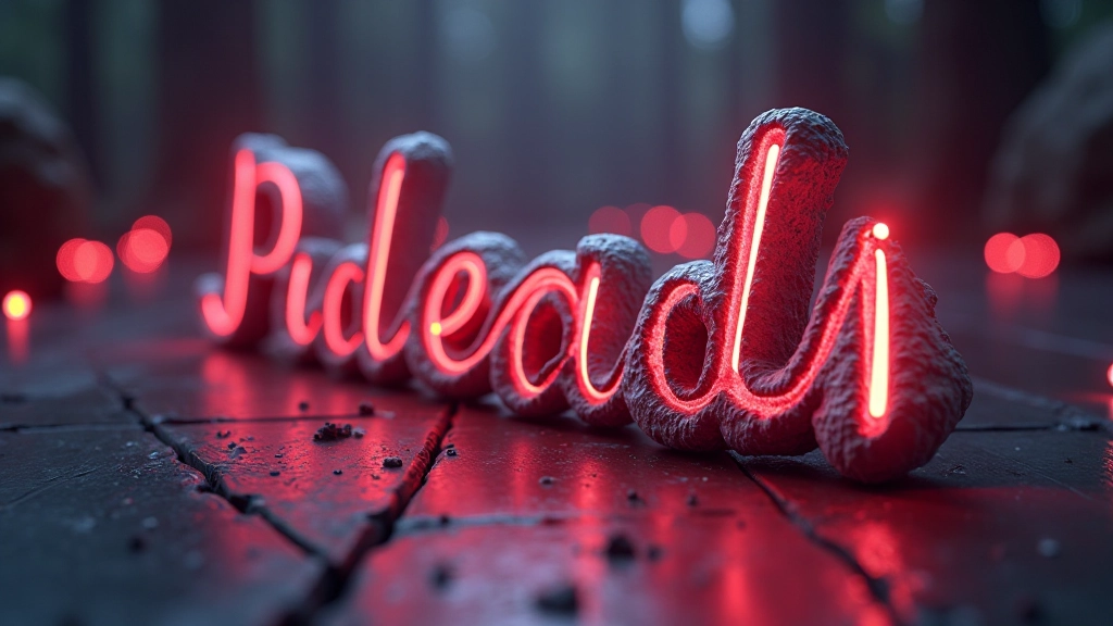 Rendu final de texte 3D avec matériaux et effets de lumière avancés